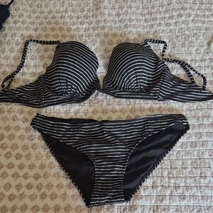 Xhilaration Black and White Dotted Bikini Set